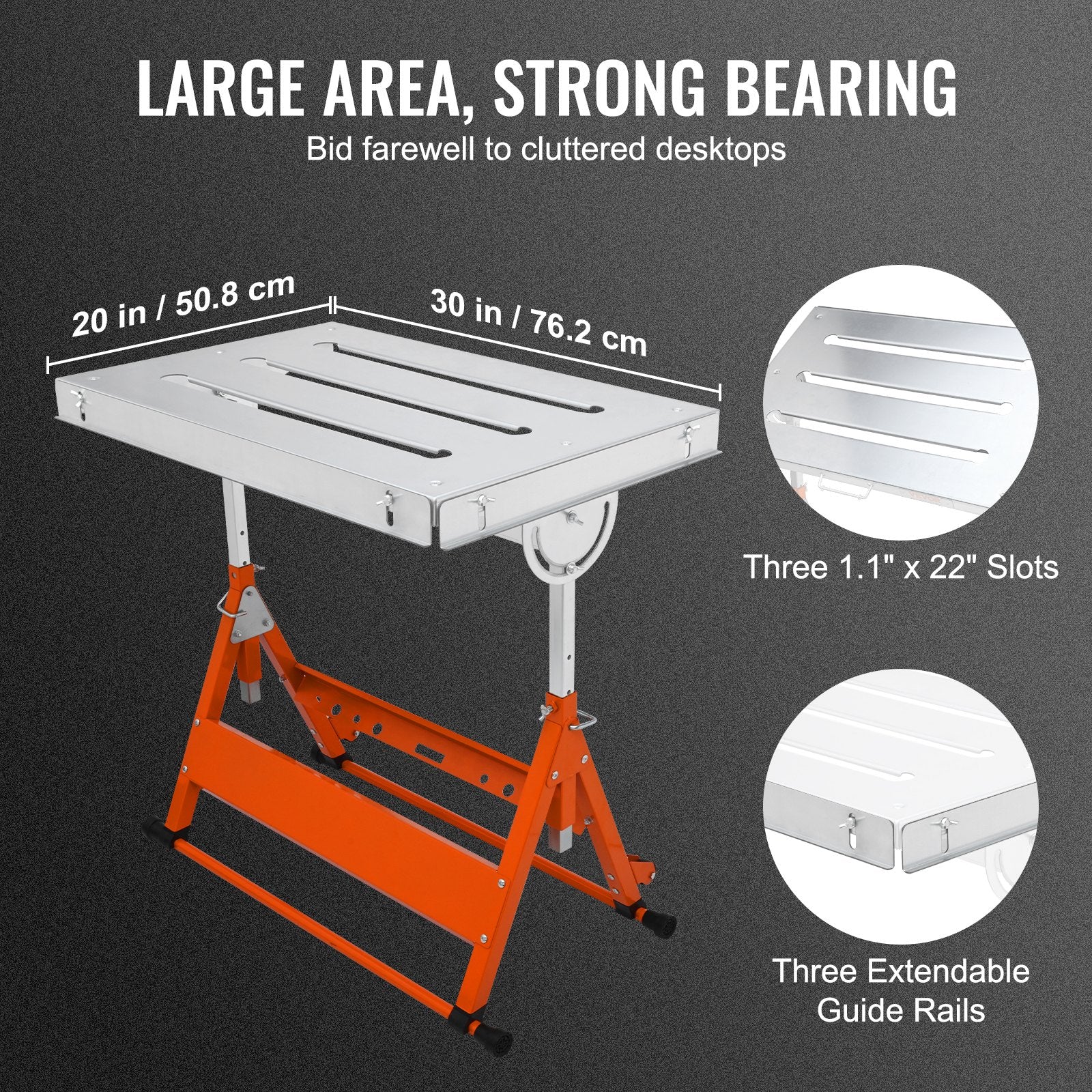 Tool Sockets: VEVOR Welding Table 30" x 20", 400lbs Load Capacity Steel Welding Workbench Table on Wheels, Folding Work Bench with Three 1.1" Slot, 3 Tilt Angles, Adjustable Height, Retractable Guide Rails