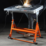 Tool Sockets: VEVOR Welding Table 30" x 20", 400lbs Load Capacity Steel Welding Workbench Table on Wheels, Folding Work Bench with Three 1.1" Slot, 3 Tilt Angles, Adjustable Height, Retractable Guide Rails