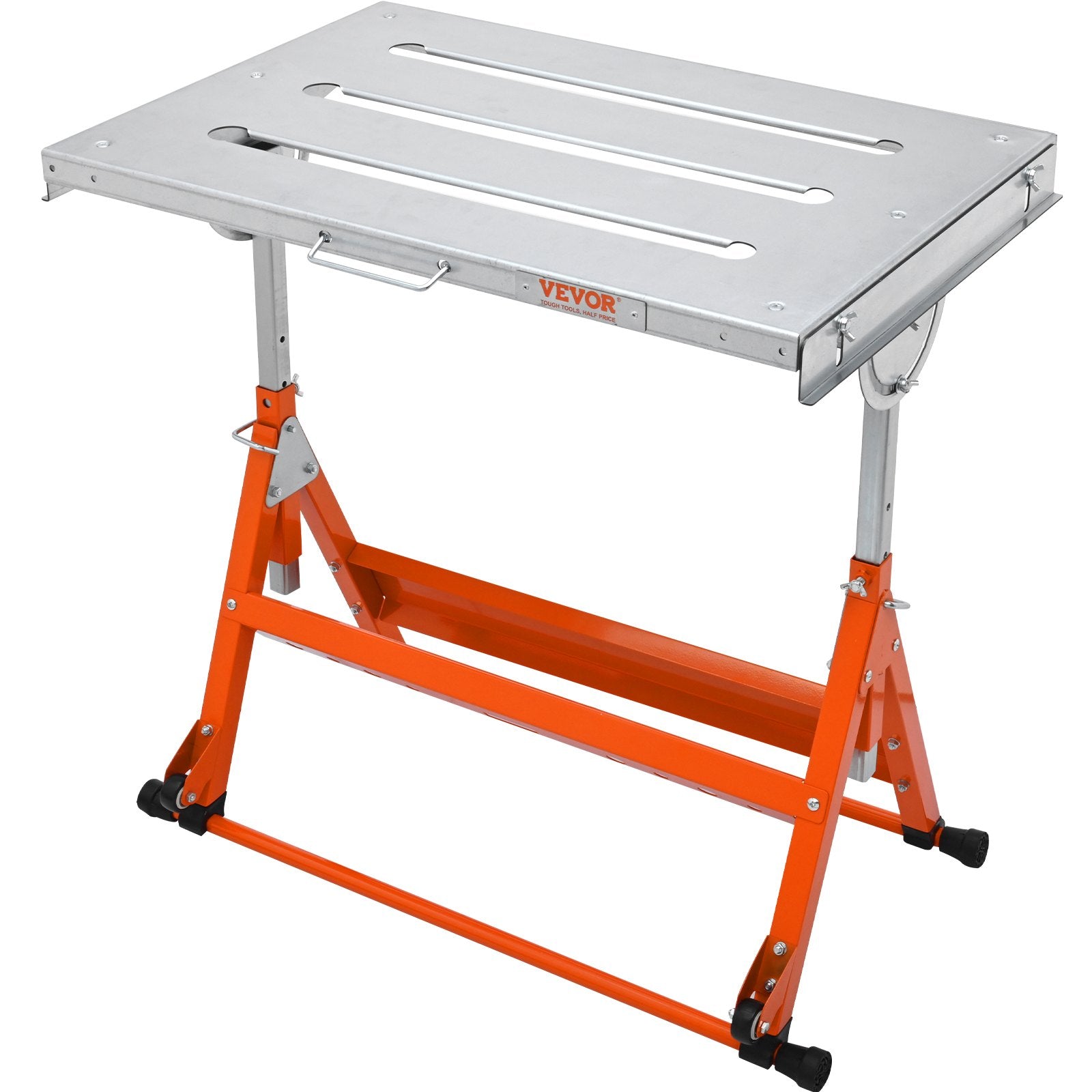 Tool Sockets: VEVOR Welding Table 30" x 20", 400lbs Load Capacity Steel Welding Workbench Table on Wheels, Folding Work Bench with Three 1.1" Slot, 3 Tilt Angles, Adjustable Height, Retractable Guide Rails