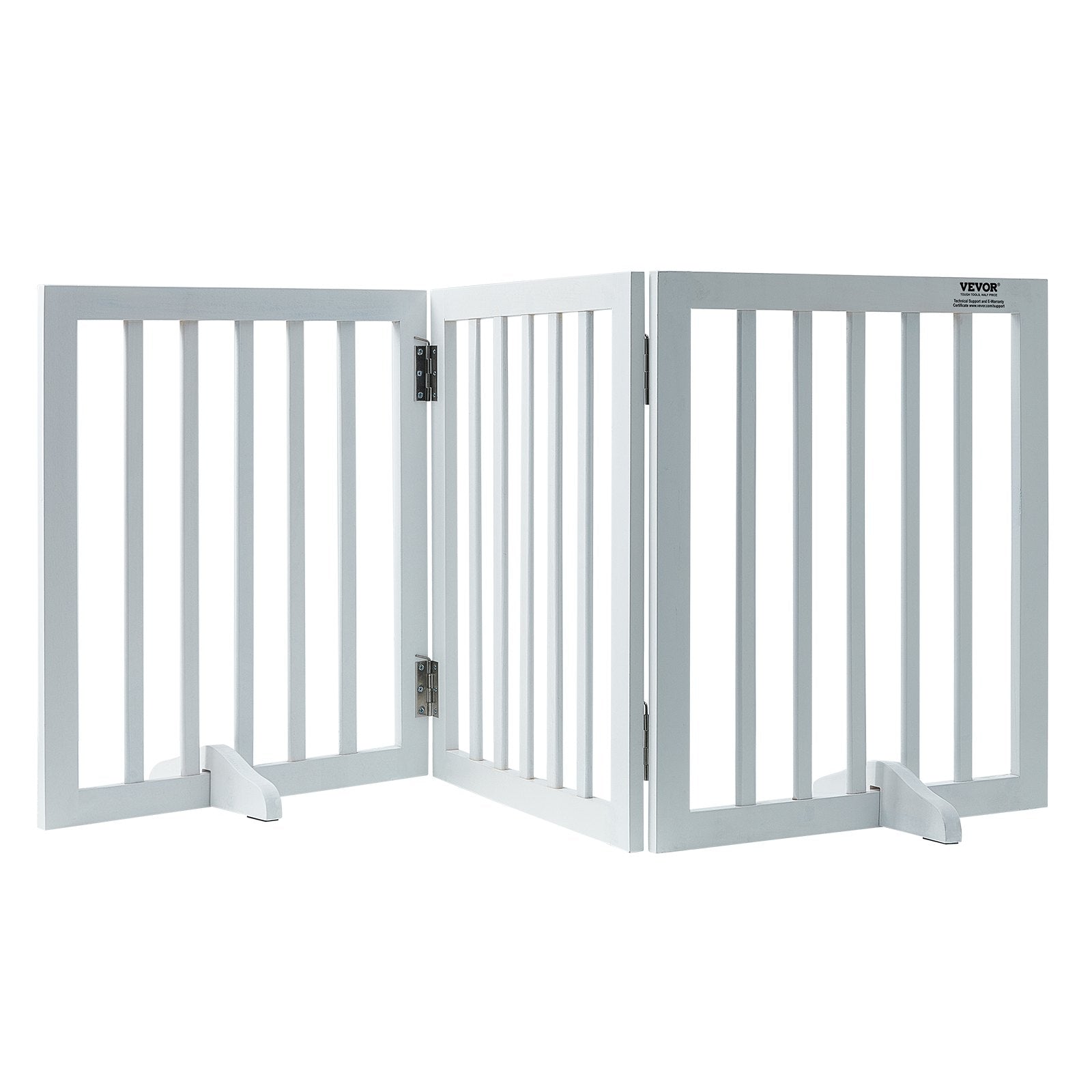 Cat & Dog Flaps: VEVOR Free Standing Dog Gate, 24" H x 60" W Freestanding Pet Gate, 3 Panels Foldable Dog Gate for Wide and Narrow Passageways, Expandable Dog Barrier with Silent Foot Support for Indoor, White