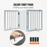Cat & Dog Flaps: VEVOR Free Standing Dog Gate, 24" H x 60" W Freestanding Pet Gate, 3 Panels Foldable Dog Gate for Wide and Narrow Passageways, Expandable Dog Barrier with Silent Foot Support for Indoor, White