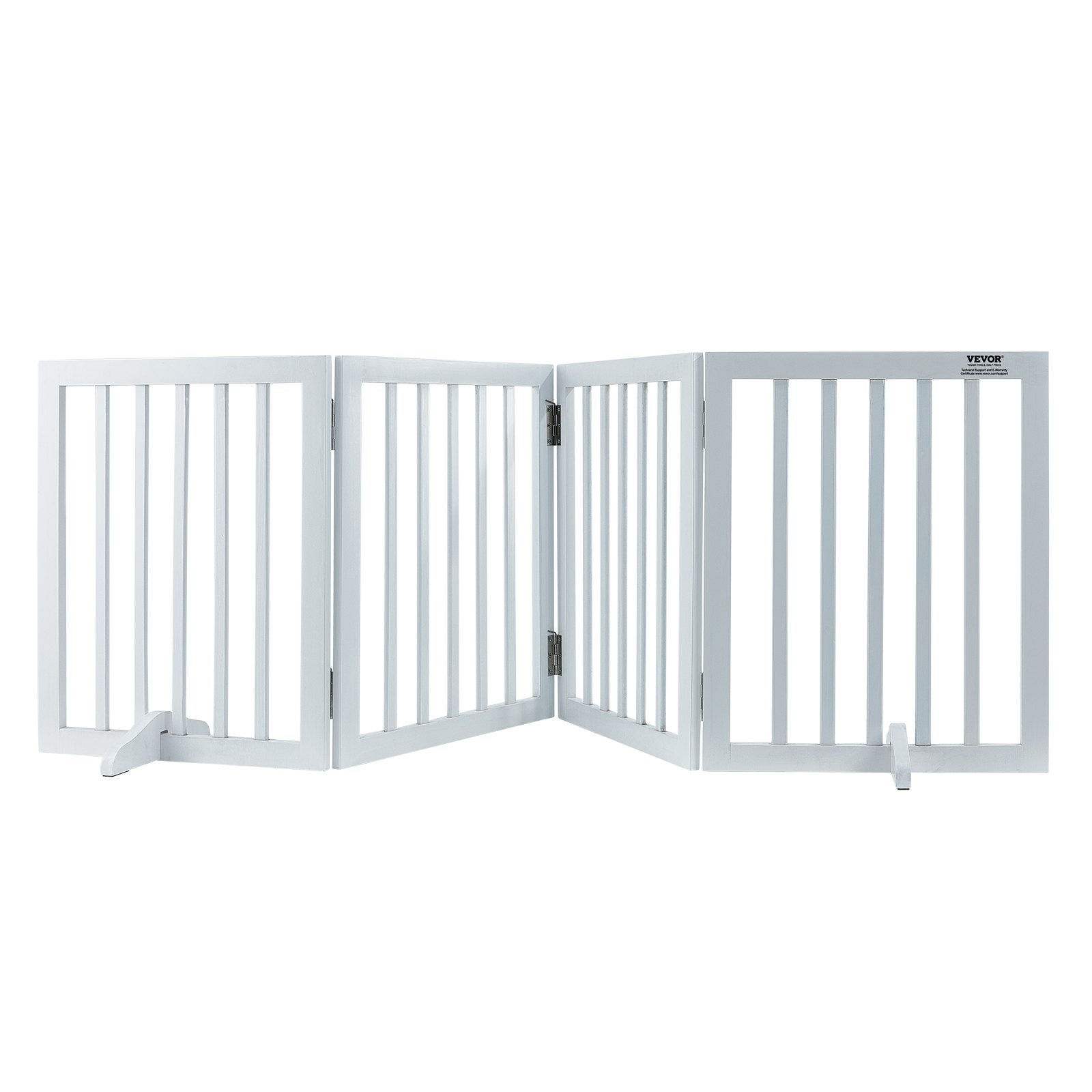 Dog Playpens & Gates: VEVOR Free Standing Dog Gate, 24" H x 80.3" W Freestanding Pet Gate, 4 Panels Foldable Dog Gate for Wide and Narrow Passageways, Expandable Dog Barrier with Silent Foot Support for Indoor, White