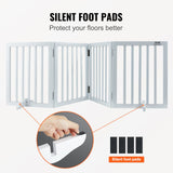 Dog Playpens & Gates: VEVOR Free Standing Dog Gate, 24" H x 80.3" W Freestanding Pet Gate, 4 Panels Foldable Dog Gate for Wide and Narrow Passageways, Expandable Dog Barrier with Silent Foot Support for Indoor, White