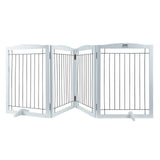 Dog Playpens & Gates: VEVOR Free Standing Dog Gate, 32" H x 96.5" W Freestanding Pet Gate, 4 Panels Foldable Dog Gate for Wide and Narrow Passageways, Expandable Dog Barrier with Silent Foot Support for Indoor, White