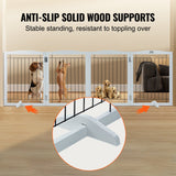 Dog Playpens & Gates: VEVOR Free Standing Dog Gate, 32" H x 96.5" W Freestanding Pet Gate, 4 Panels Foldable Dog Gate for Wide and Narrow Passageways, Expandable Dog Barrier with Silent Foot Support for Indoor, White