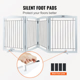 Dog Playpens & Gates: VEVOR Free Standing Dog Gate, 32" H x 96.5" W Freestanding Pet Gate, 4 Panels Foldable Dog Gate for Wide and Narrow Passageways, Expandable Dog Barrier with Silent Foot Support for Indoor, White