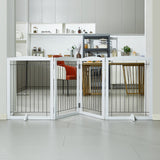 Dog Playpens & Gates: VEVOR Free Standing Dog Gate, 32" H x 96.5" W Freestanding Pet Gate, 4 Panels Foldable Dog Gate for Wide and Narrow Passageways, Expandable Dog Barrier with Silent Foot Support for Indoor, White