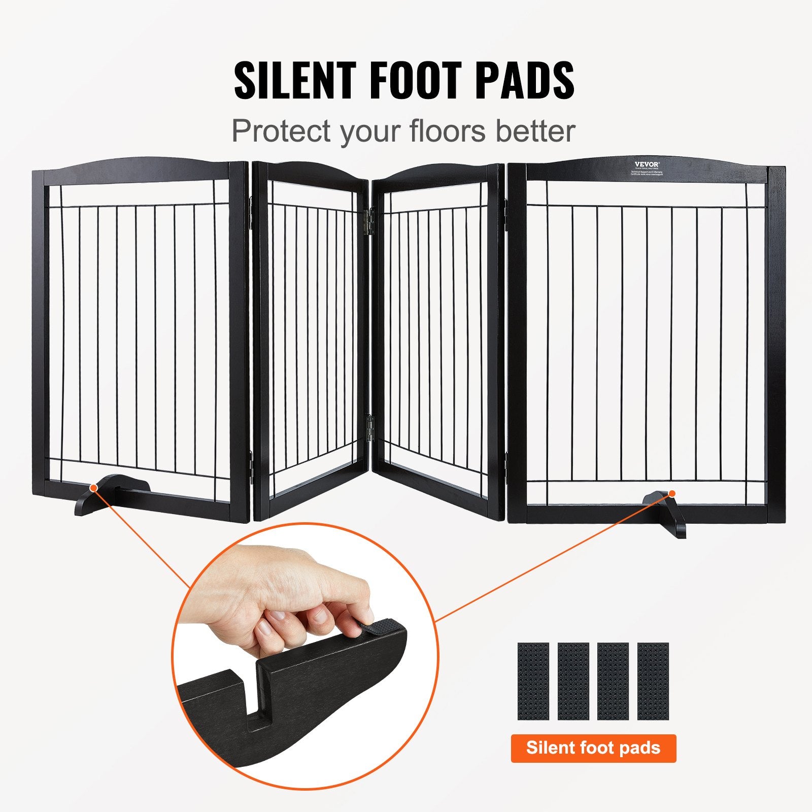 Dog Playpens & Gates: VEVOR Free Standing Dog Gate 32x96.5 inch Freestanding Pet Gate Foldable Brown