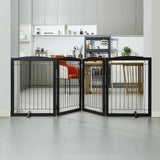 Dog Playpens & Gates: VEVOR Free Standing Dog Gate 32x96.5 inch Freestanding Pet Gate Foldable Brown