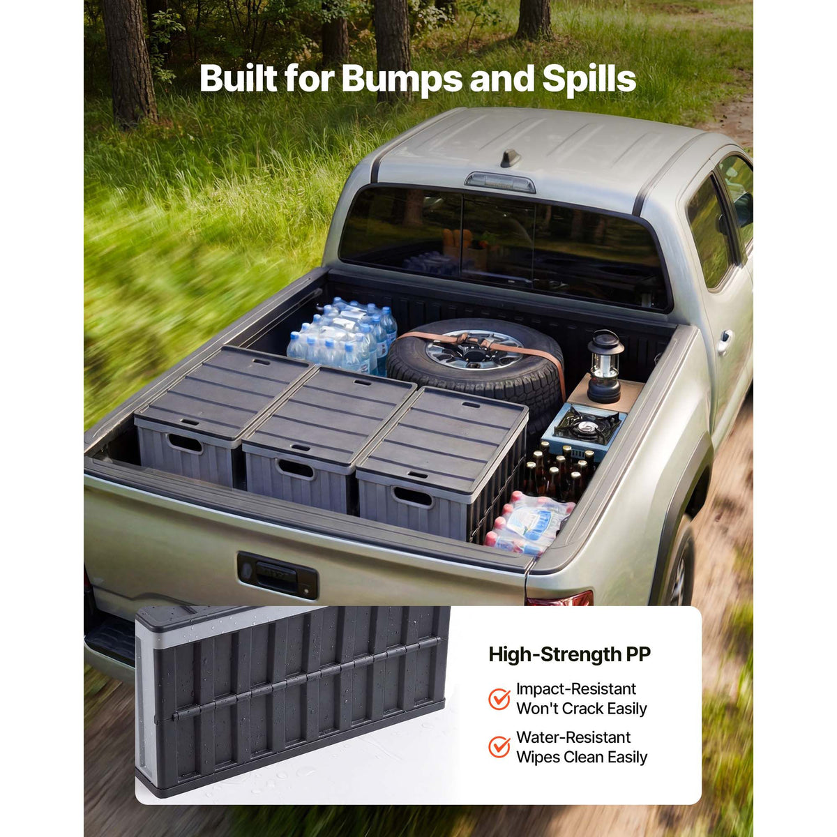 Plastic Collapsible Storage Bins with Lids, 65L 3 Packs, Stackable Folding Storage Crates with Handles, Holds 38 kg Per Bin, Heavy Duty Containers, Space-Saving Baskets, for Home Organizing