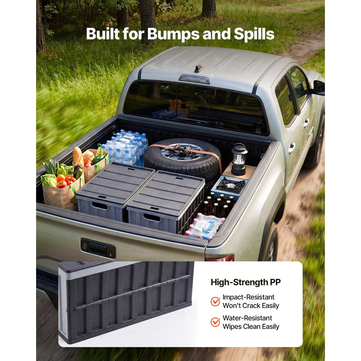 Plastic Collapsible Storage Bins with Lids, 65L 2 Packs, Stackable Folding Storage Crates with Handles, Holds 38 kg Per Bin, Heavy Duty Containers, Space-Saving Baskets, for Home Organizing