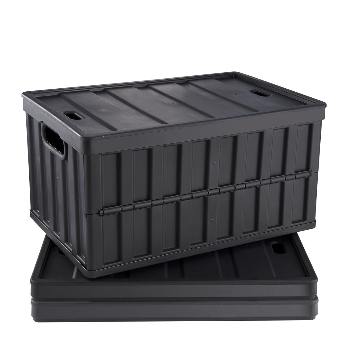 Collapsible Storage Bins with Lids, 65L 3 Packs, Folding Plastic Stackable Utility Crates with Handles, Large Heavy Duty Containers for Clothes, Toys, Books, Snack, Shoes, and Grocery Organizing