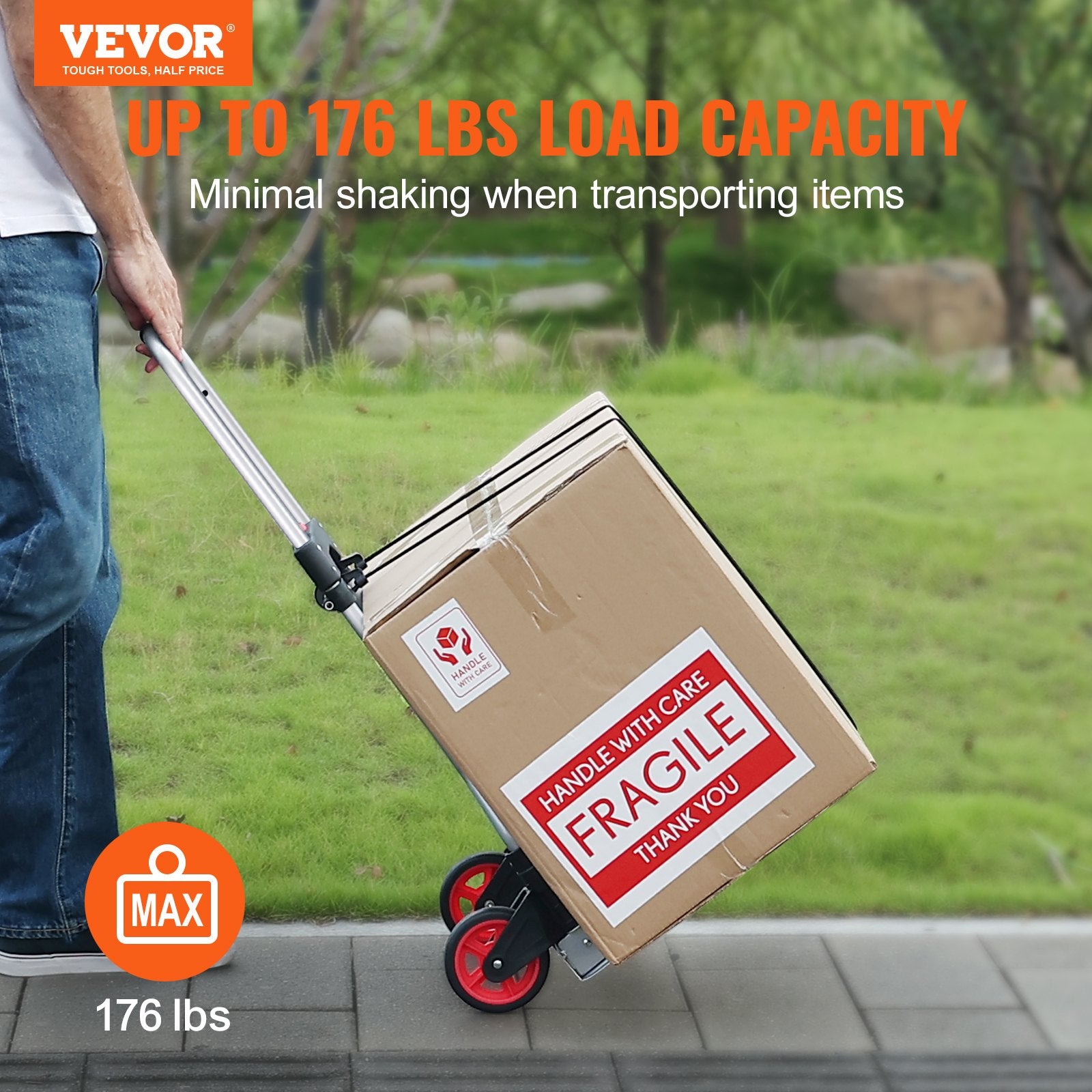 Drums: VEVOR Folding Hand Truck, 80 kg Load Capacity, Aluminum Portable Cart, Convertible Hand Truck and Dolly with Telescoping Handle and Rubber Wheels, Ultra Lightweight Super Strong for Moving Warehouse