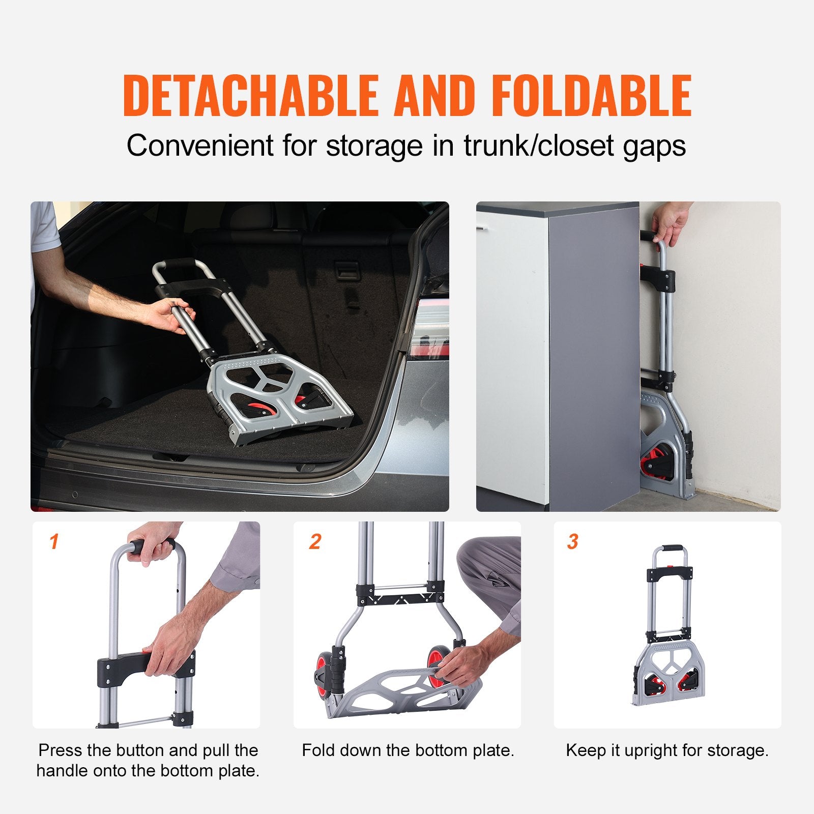 Drums: VEVOR Folding Hand Truck, 80 kg Load Capacity, Aluminum Portable Cart, Convertible Hand Truck and Dolly with Telescoping Handle and Rubber Wheels, Ultra Lightweight Super Strong for Moving Warehouse