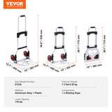 Drums: VEVOR Folding Hand Truck, 80 kg Load Capacity, Aluminum Portable Cart, Convertible Hand Truck and Dolly with Telescoping Handle and Rubber Wheels, Ultra Lightweight Super Strong for Moving Warehouse