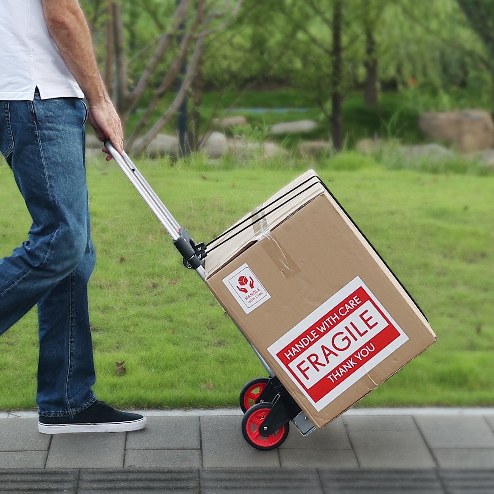 Drums: VEVOR Folding Hand Truck, 80 kg Load Capacity, Aluminum Portable Cart, Convertible Hand Truck and Dolly with Telescoping Handle and Rubber Wheels, Ultra Lightweight Super Strong for Moving Warehouse