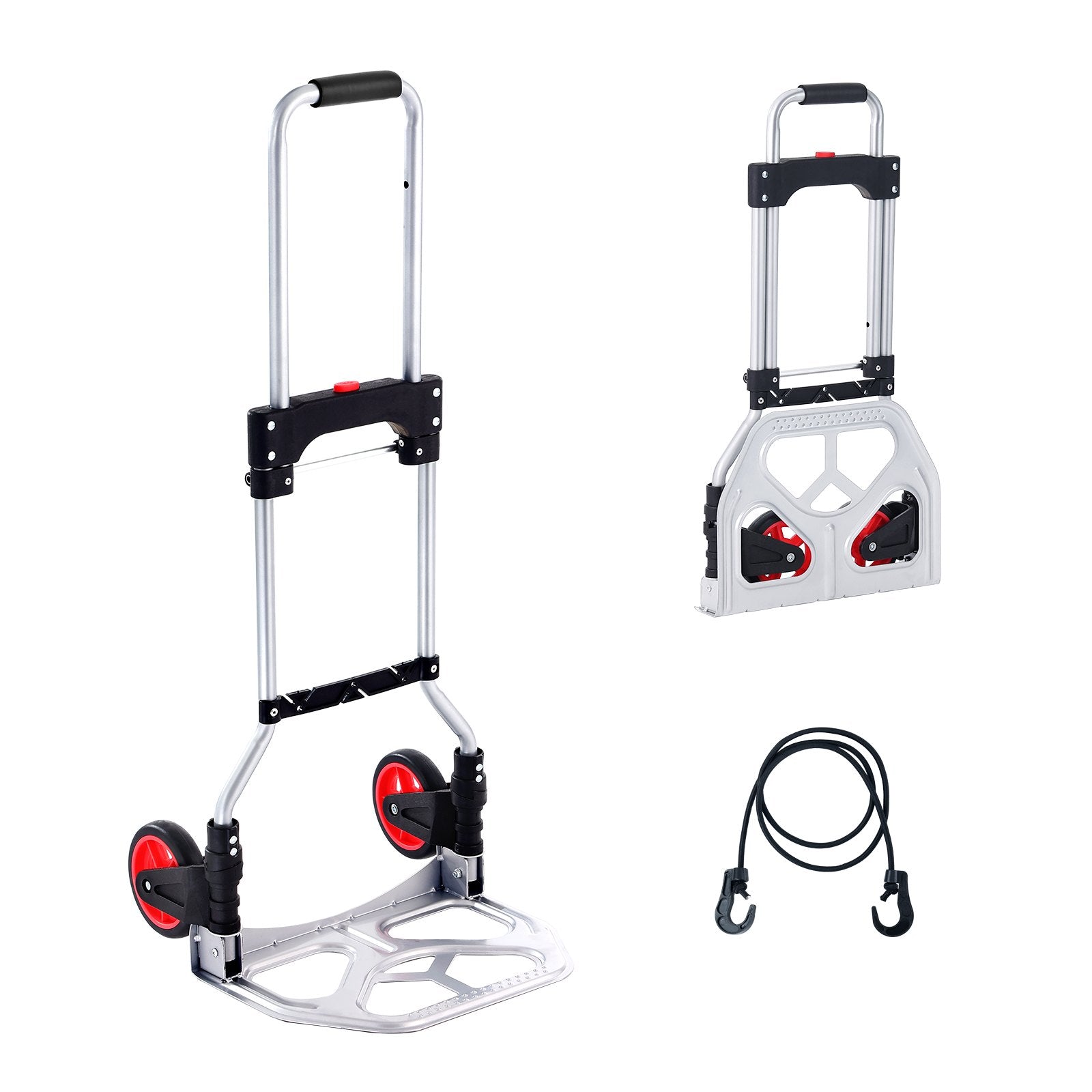 Drums: VEVOR Folding Hand Truck, 80 kg Load Capacity, Aluminum Portable Cart, Convertible Hand Truck and Dolly with Telescoping Handle and Rubber Wheels, Ultra Lightweight Super Strong for Moving Warehouse