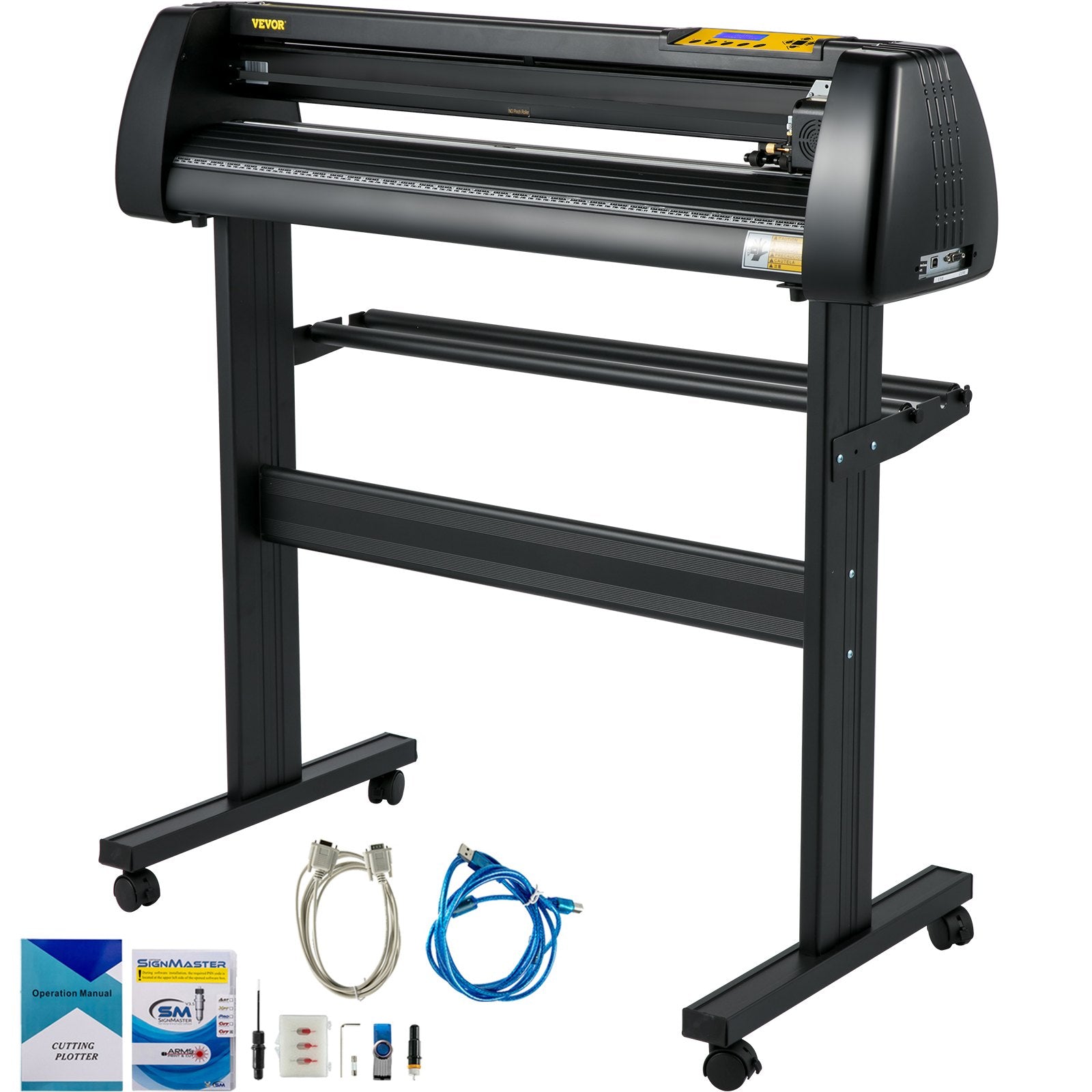 Cutters: VEVOR 28 Inch Vinyl Cutter Machine With Floor Stand Vinly Sign Cutting Plotter Starter Bundle Kit Software Adjustable Force & Speed