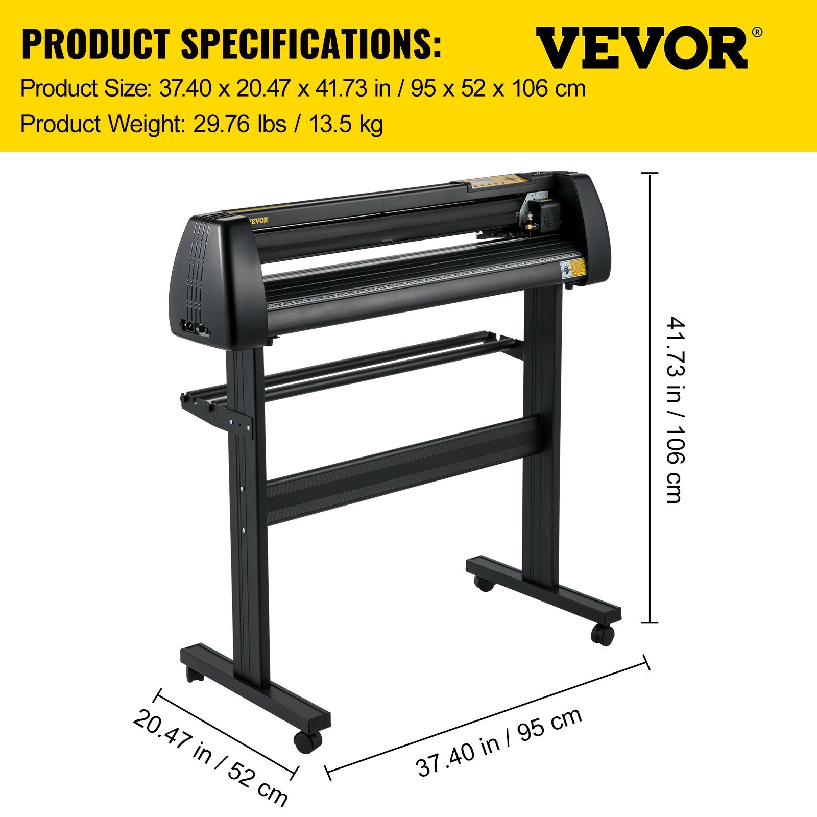 Cutters: VEVOR 28 Inch Vinyl Cutter Machine With Floor Stand Vinly Sign Cutting Plotter Starter Bundle Kit Software Adjustable Force & Speed