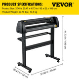 Cutters: VEVOR 28 Inch Vinyl Cutter Machine With Floor Stand Vinly Sign Cutting Plotter Starter Bundle Kit Software Adjustable Force & Speed