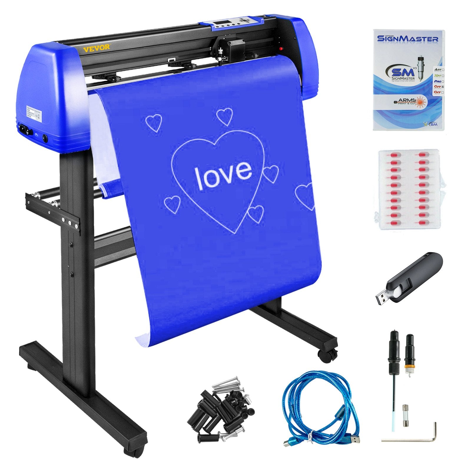 Audio Accessories: VEVOR 720mm Vinyl Cutter/Plotter Sign Cut Machine Software 20 Blades LCD Black