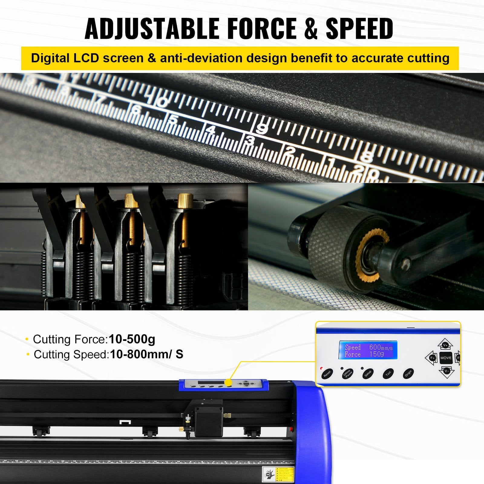 Audio Accessories: VEVOR 720mm Vinyl Cutter/Plotter Sign Cut Machine Software 20 Blades LCD Black