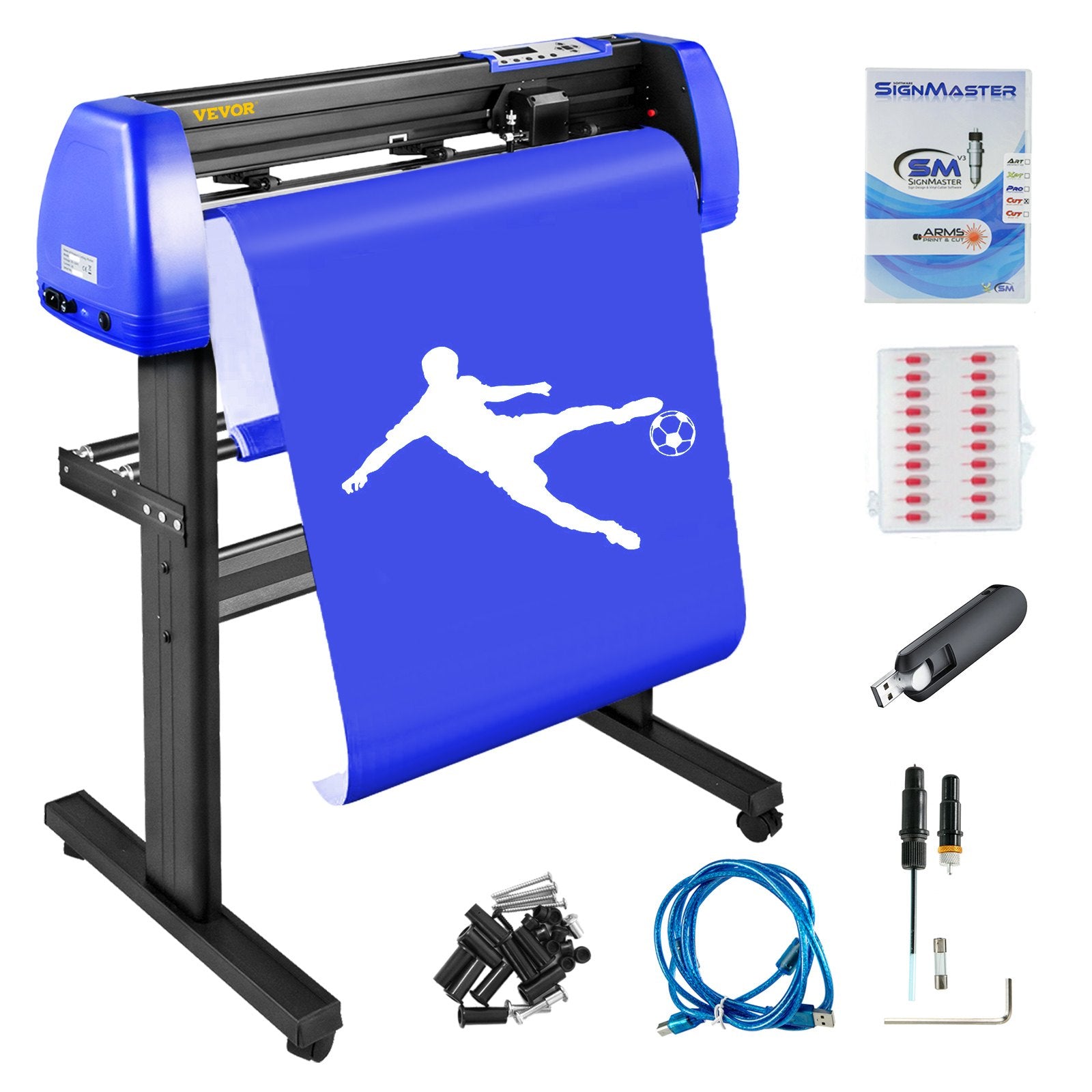 Audio Accessories: VEVOR 720mm Vinyl Cutter/Plotter Sign Cut Machine Software 20 Blades LCD Black