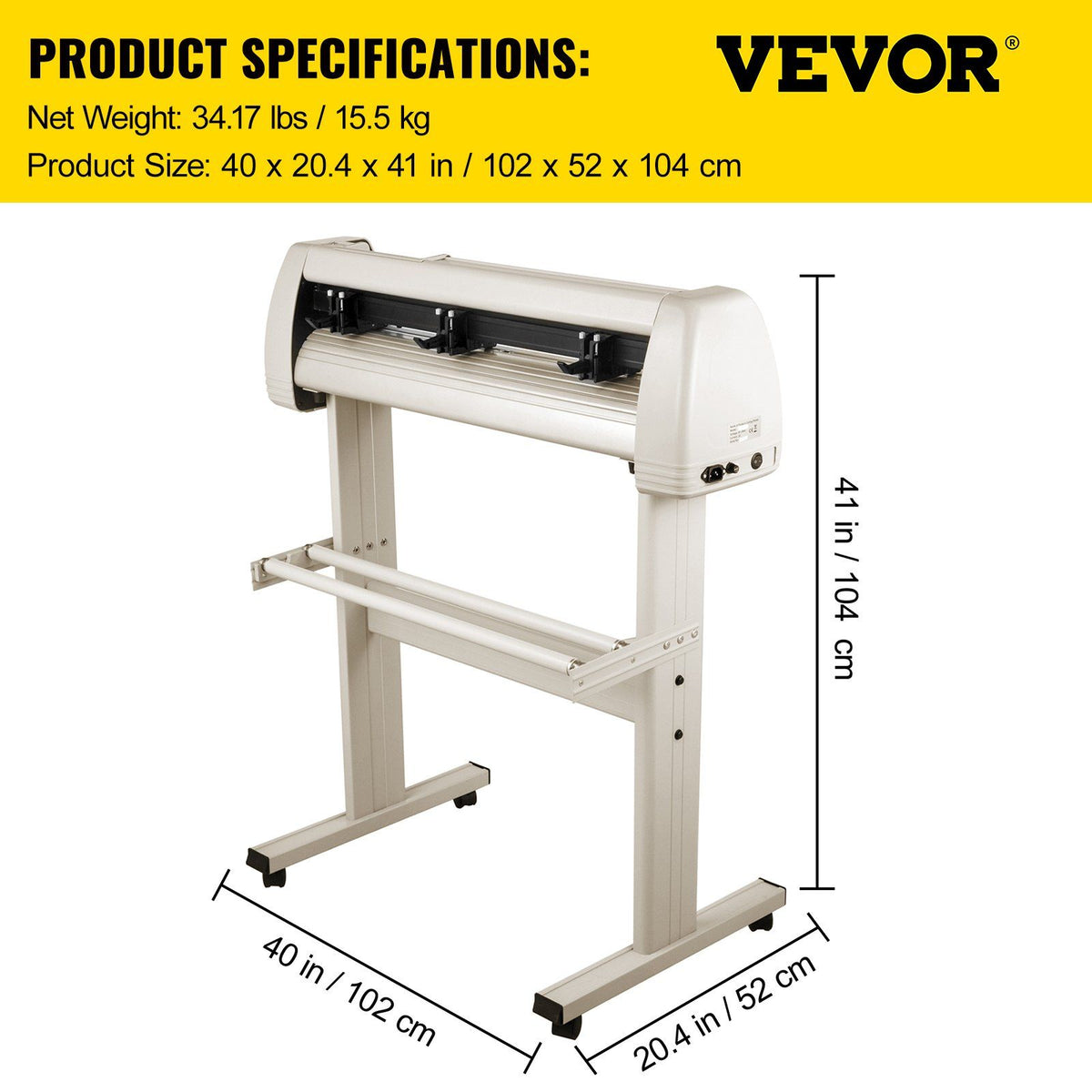 Vinyl Cutter 870mm Vinyl Cutter Machine Maximum Paper Feed 34inch White Vinyl Plotter Cutter Machine Vinyl Plotter with Sturdy Floor Stand Adjustable Force and Speed for Sign Making