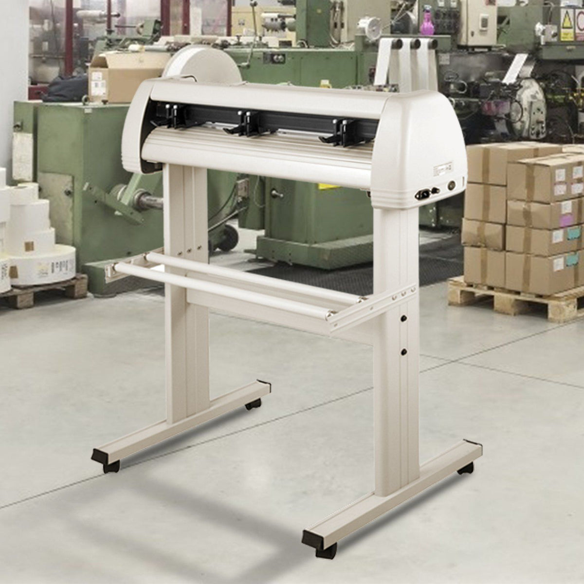 Vinyl Cutter 870mm Vinyl Cutter Machine Maximum Paper Feed 34inch White Vinyl Plotter Cutter Machine Vinyl Plotter with Sturdy Floor Stand Adjustable Force and Speed for Sign Making