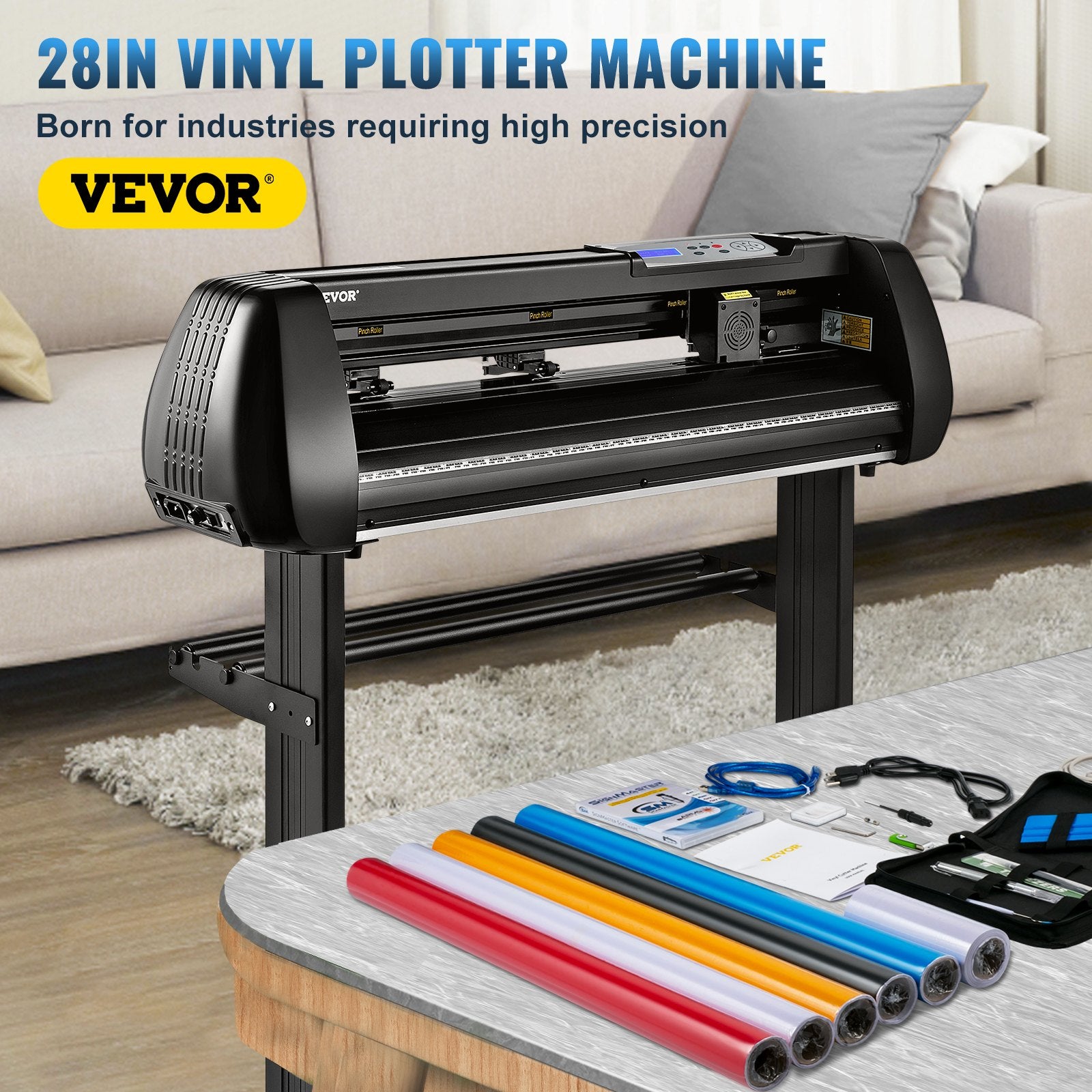 Hand Tools: VEVOR Vinyl Cutter Machine, 28in Offline Bluetooth Cutting Plotter Machine, 400in/10m Steel Roller Shaft Adjustable Speed Force, SignMaster Software Tool DIY Craft Kit for Sign Making Windows & Mobile