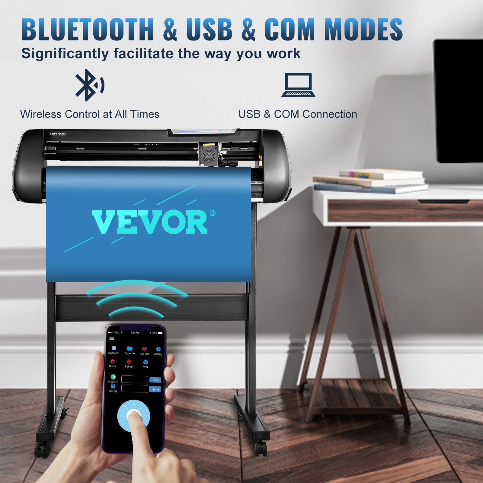 Hand Tools: VEVOR Vinyl Cutter Machine, 28in Offline Bluetooth Cutting Plotter Machine, 400in/10m Steel Roller Shaft Adjustable Speed Force, SignMaster Software Tool DIY Craft Kit for Sign Making Windows & Mobile