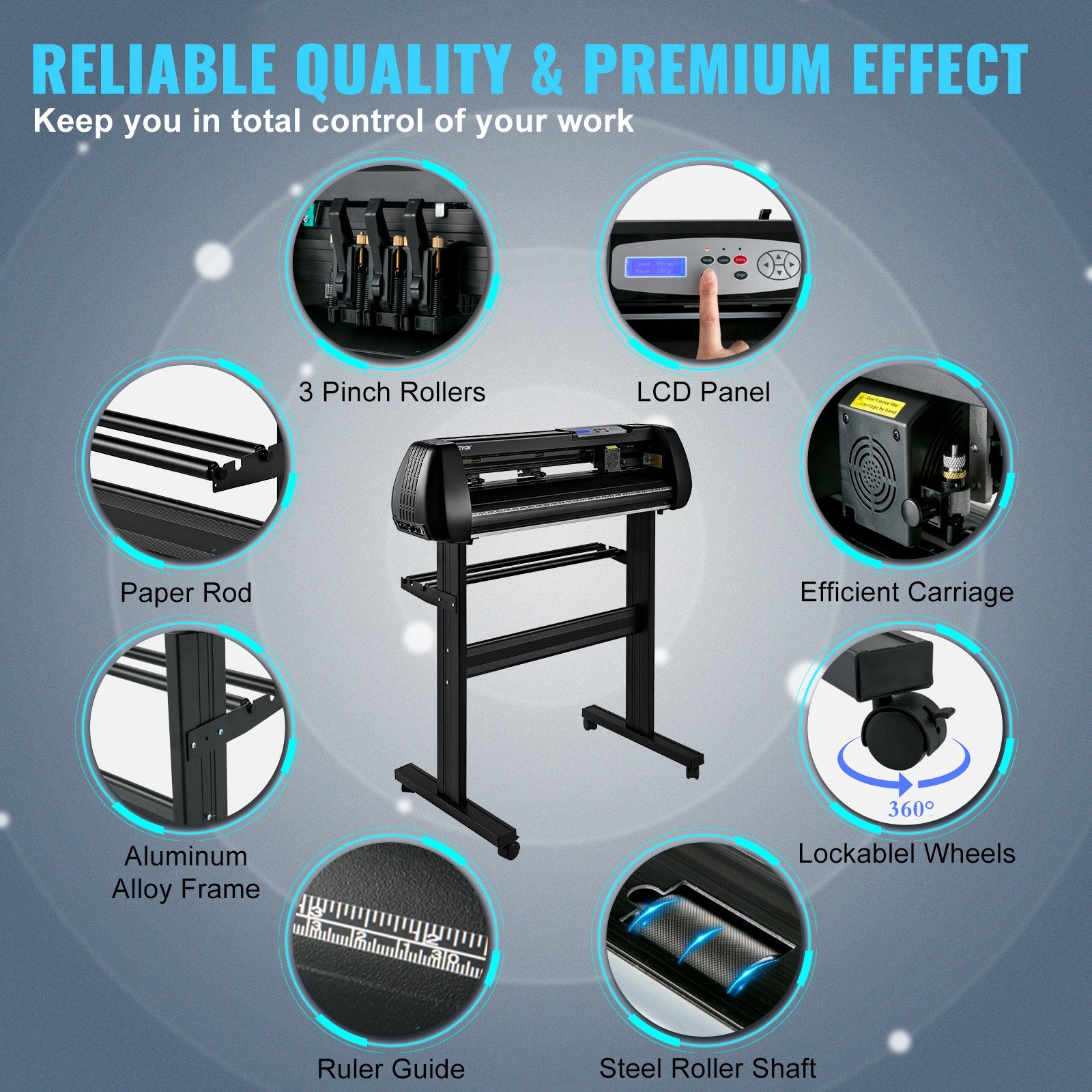 Hand Tools: VEVOR Vinyl Cutter Machine, 28in Offline Bluetooth Cutting Plotter Machine, 400in/10m Steel Roller Shaft Adjustable Speed Force, SignMaster Software Tool DIY Craft Kit for Sign Making Windows & Mobile
