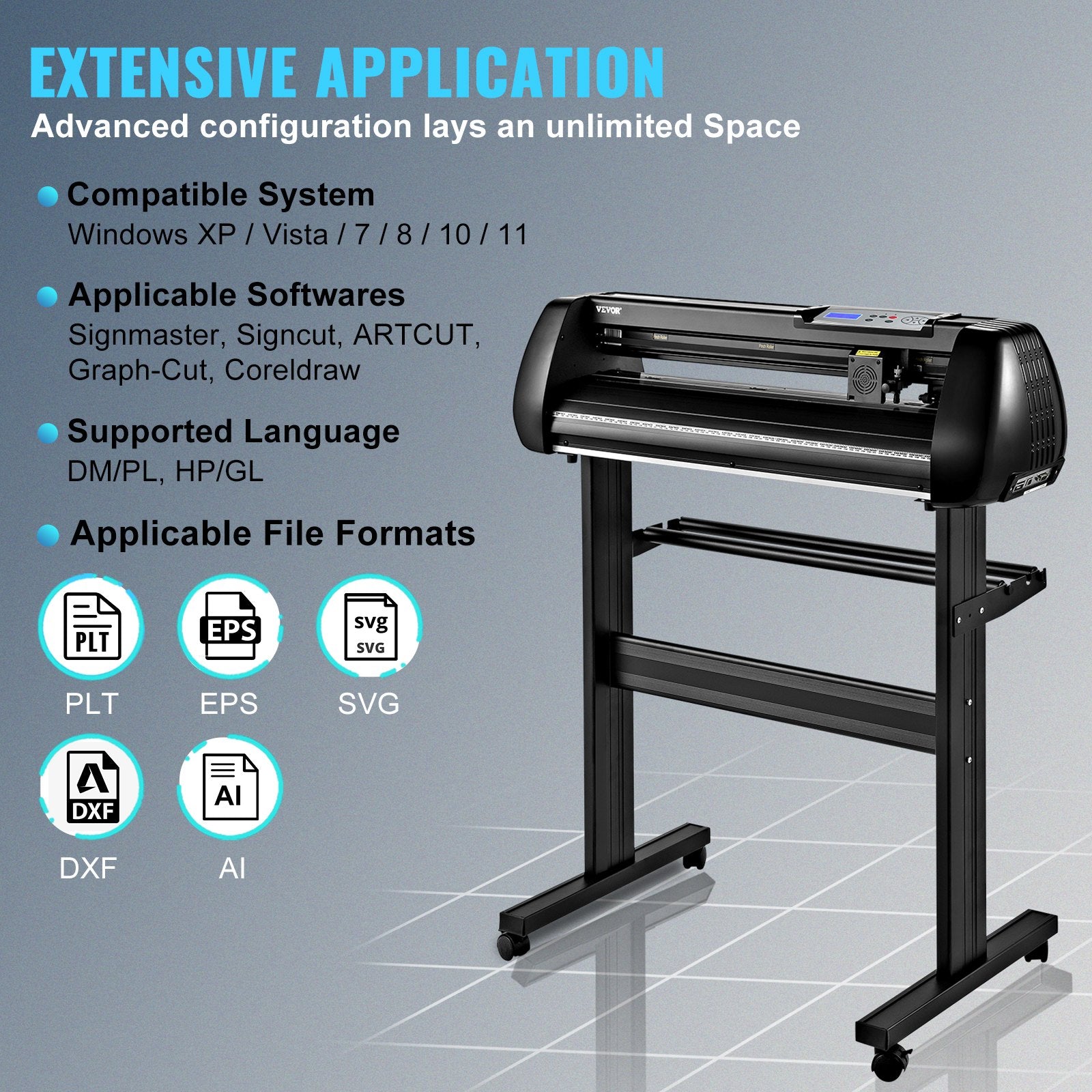 Hand Tools: VEVOR Vinyl Cutter Machine, 28in Offline Bluetooth Cutting Plotter Machine, 400in/10m Steel Roller Shaft Adjustable Speed Force, SignMaster Software Tool DIY Craft Kit for Sign Making Windows & Mobile
