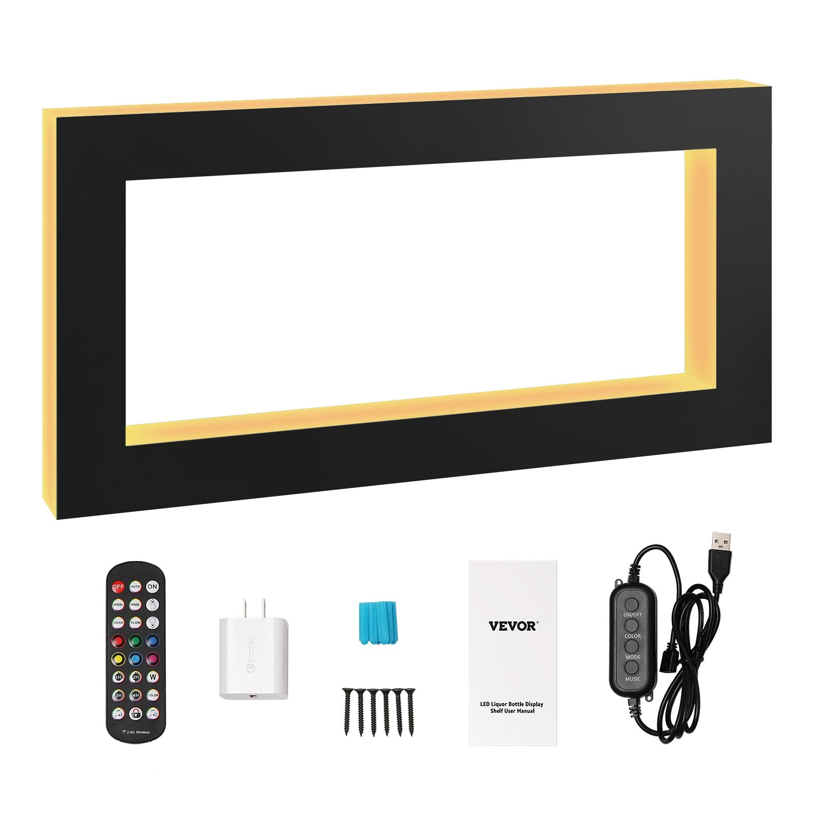 Computer Monitors & Accessories: VEVOR LED Lighted Liquor Bottle Display Bar Shelf RF & App Control 1210 mm