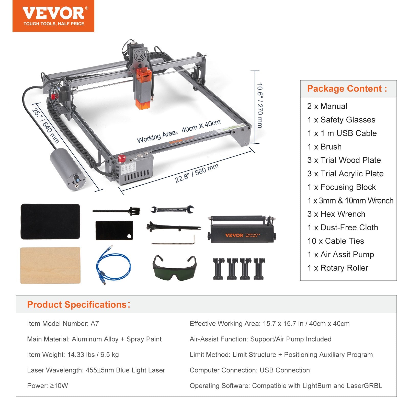 Laser Engraver, 10W Output Laser Engraving Machine, 15.7" x 15.7" Large Working Area, 10000mm/min Movement Speed, Compressed Spot with Rotary Roller, Laser Cutter for Wood, Metal, Acrylic