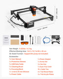 Camping Lights & Lanterns: VEVOR Laser Engraver, 5W Output, Laser Engraving Cutter Machine, 14.9 x 15.7 in/38 x 40 cm Working Area, 10000 mm/min Movement Speed, Compressed Spot with Eye Protection, for Wood, Certain Metal