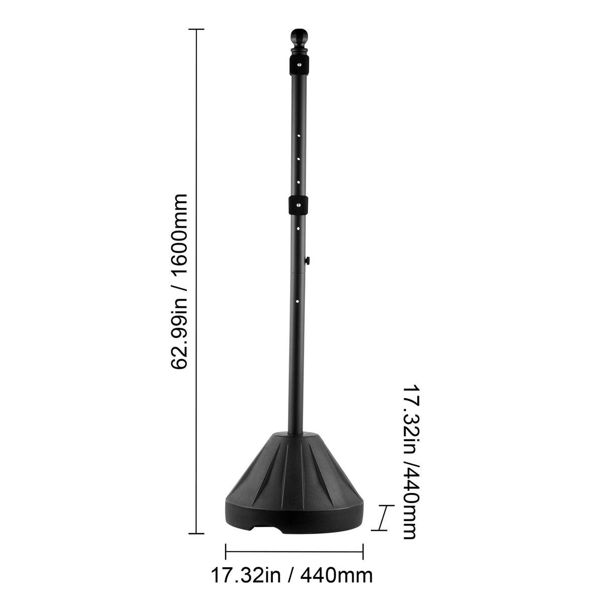 Portable Sign Post, 5 ft Cast Iron Sign Post Holder with Hard Plastic Base & Wheels,  Movable Parking Sign Stand for No Parking Street Signs, Handicap Parking Sign,  with Base, Bolts Nuts, Black
