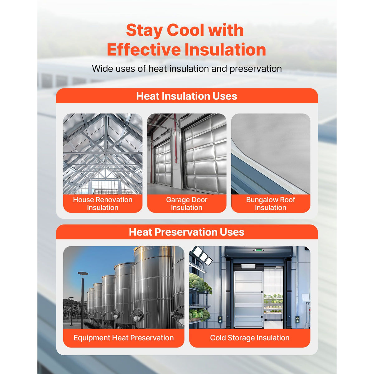 Double Reflective Insulation Roll, Non-Perforated Woven Fabric Radiant Barrier, 0.15mm 38.1m x 1.22m, Double-Sided Aluminum Foil Heat Reflective Shield, Thermal Insulation Roll for Window Roof