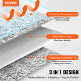 Automotive Repair & Speciality Tools: VEVOR Double Reflective Insulation Roll Foam Core Radiant Barrier 120 x 48 Inch / 3 x 1.2M