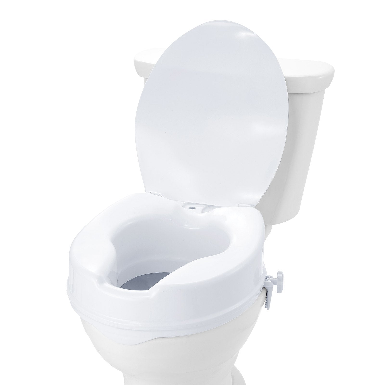 Toilet & Bidet Accessories: VEVOR Raised Toilet Seat, 100 mm Height Raised, 136 kg Weight Capacity, Universal Toilet Seat Riser, Screw Rod Locking, with Toilet Seat, for Elderly, Handicap, Patient, Pregnant, Medical