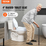 Toilet & Bidet Accessories: VEVOR Raised Toilet Seat, 100 mm Height Raised, 136 kg Weight Capacity, Universal Toilet Seat Riser, Screw Rod Locking, with Toilet Seat, for Elderly, Handicap, Patient, Pregnant, Medical