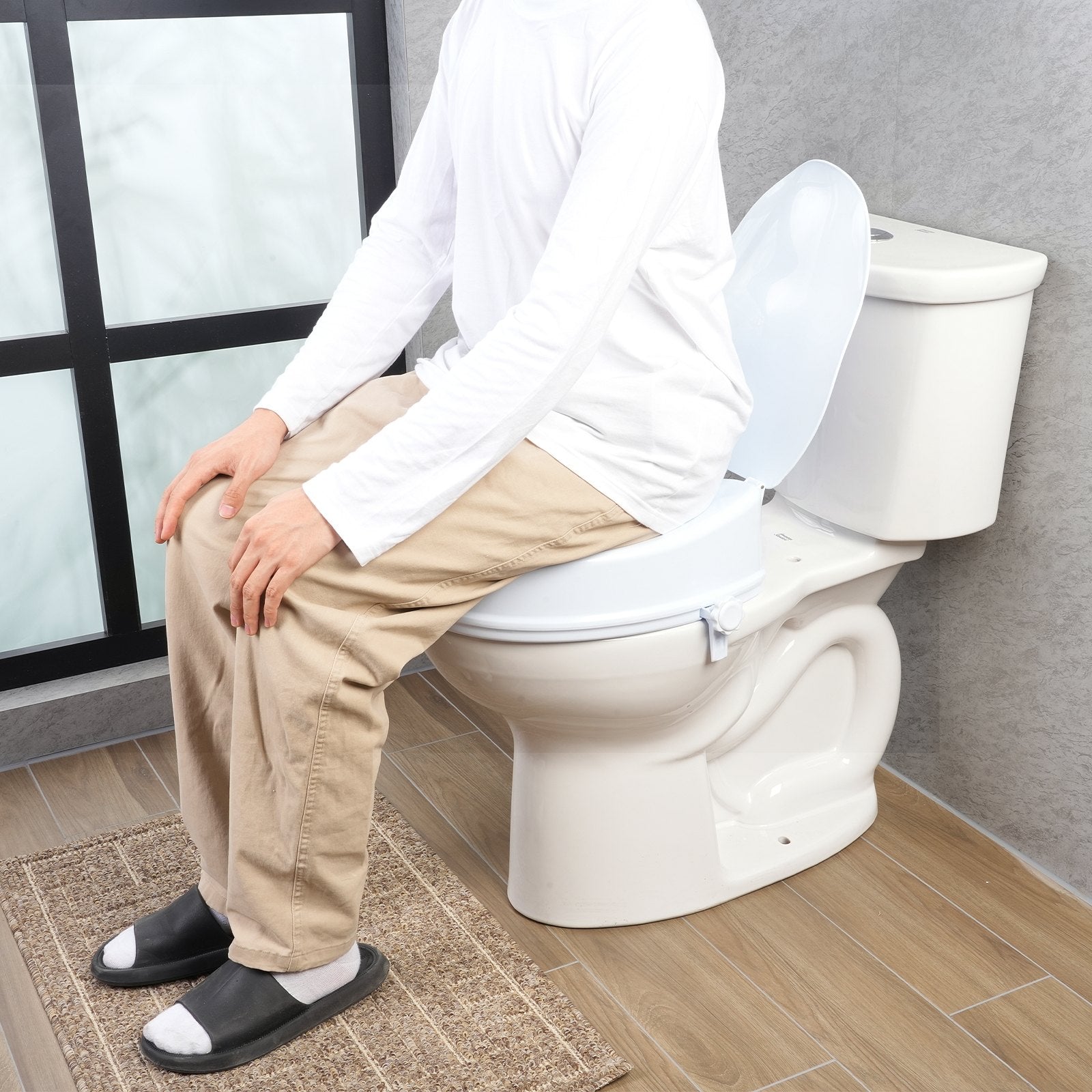Toilet & Bidet Accessories: VEVOR Raised Toilet Seat, 100 mm Height Raised, 136 kg Weight Capacity, Universal Toilet Seat Riser, Screw Rod Locking, with Toilet Seat, for Elderly, Handicap, Patient, Pregnant, Medical