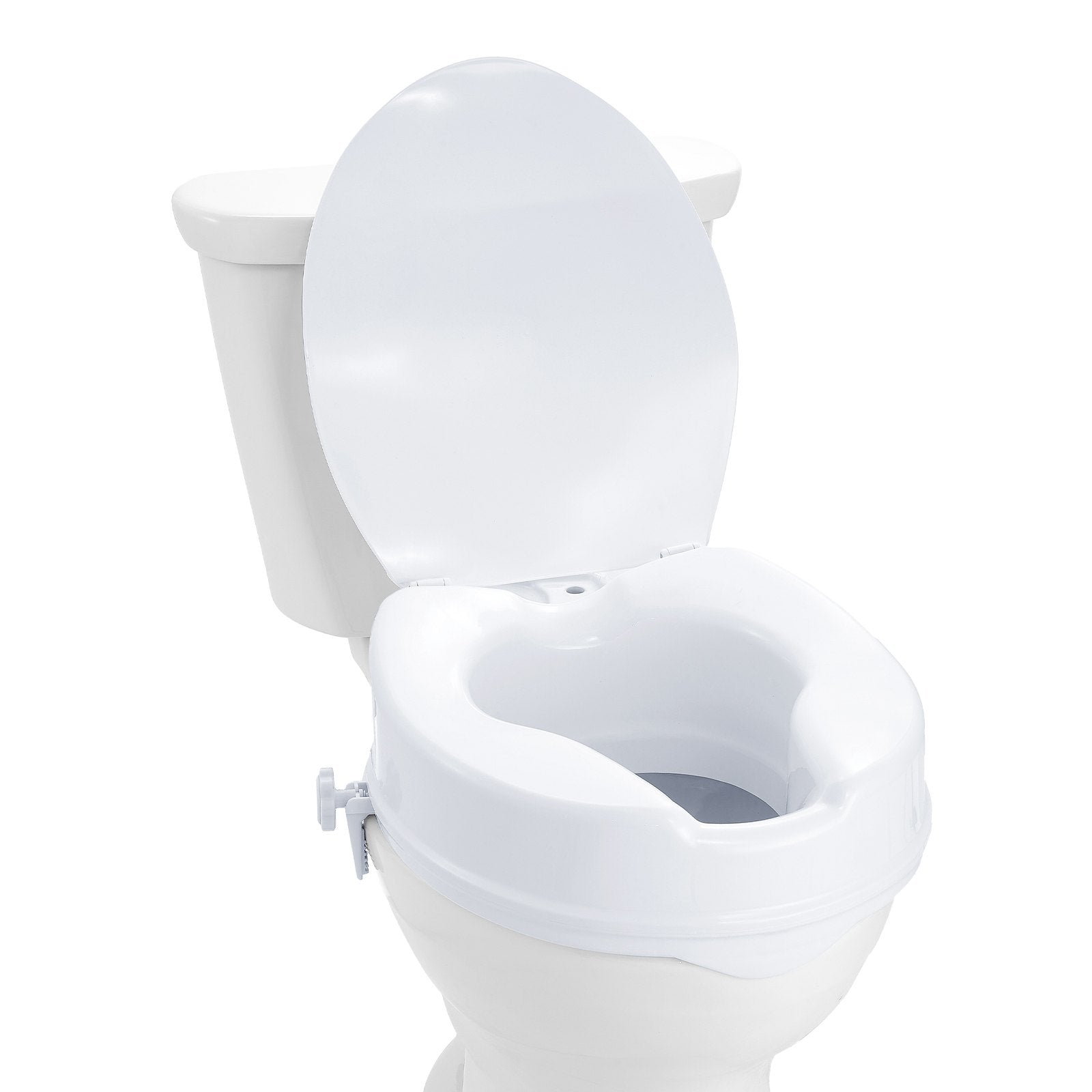 Toilet & Bidet Accessories: VEVOR Raised Toilet Seat, 100 mm Height Raised, 136 kg Weight Capacity, Universal Toilet Seat Riser, Screw Rod Locking, with Toilet Seat, for Elderly, Handicap, Patient, Pregnant, Medical