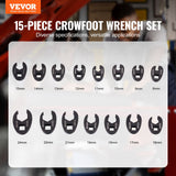 Drill & Screwdriver Accessories: VEVOR Crowfoot Wrench Set, 1/2" and 3/8" Drive 15-Piece Crows Foot Wrench Set with PP Storage Case,  Metric 8-24 mm, CRMO Steel and  Manganese Phosphate Finish, for Mechanical Maintenance or Repairs