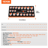 Tool Sockets: VEVOR 3/8" Drive Crowfoot Wrench Set with 2 Extension Bars, 24-Piece Crows Foot Wrench Set, SAE  3/8"-1" and Metric 10-22 mm, CR-MO Steel Crowfoot Wrench Set, with EVA Tool Organizer
