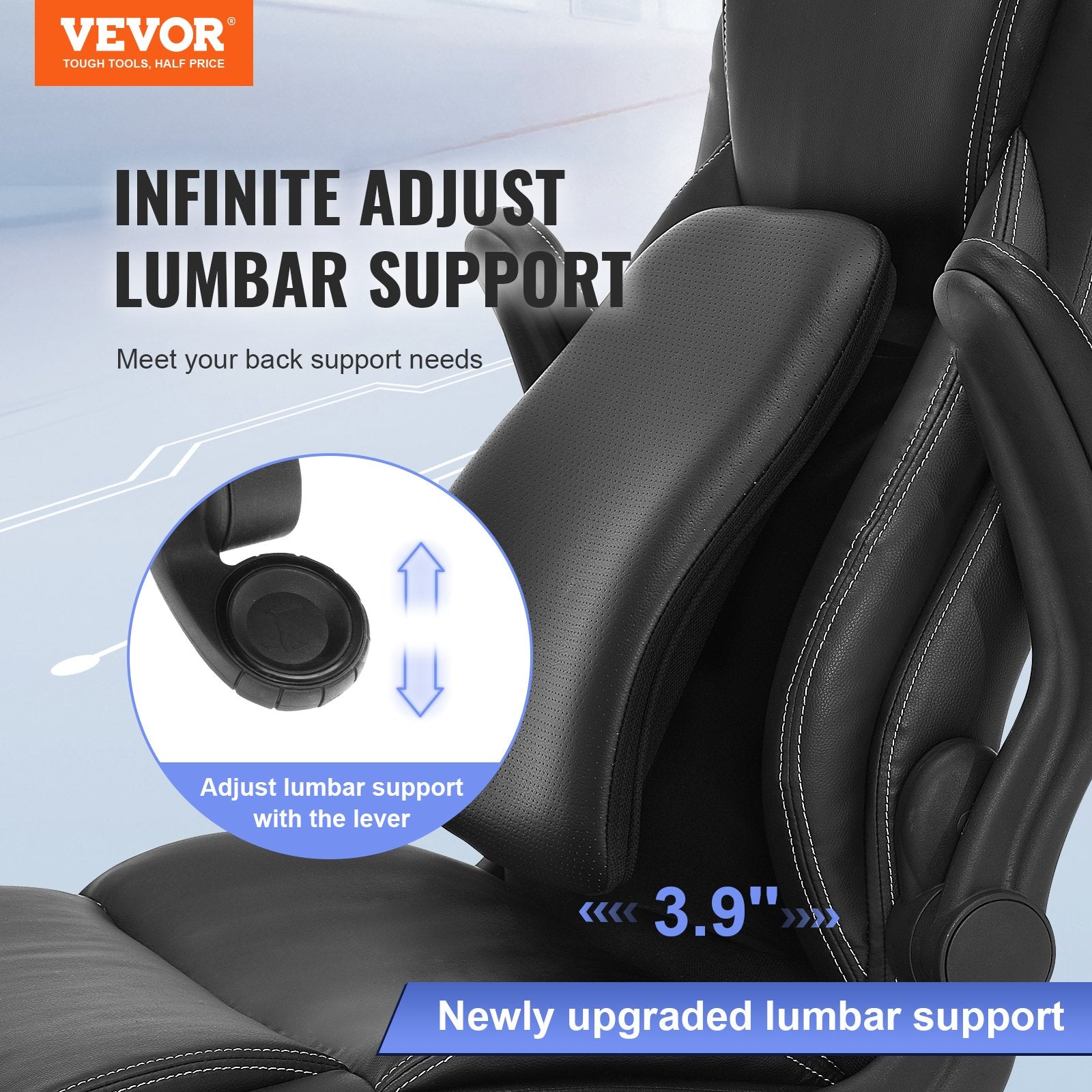 Office & Desk Chairs: VEVOR Executive Office Chair with Cutting-edge Adjustable Lumbar Support, High Back PU Leather Office Chair Ergonomic for Back Pain, with Padded Flip-up Arms