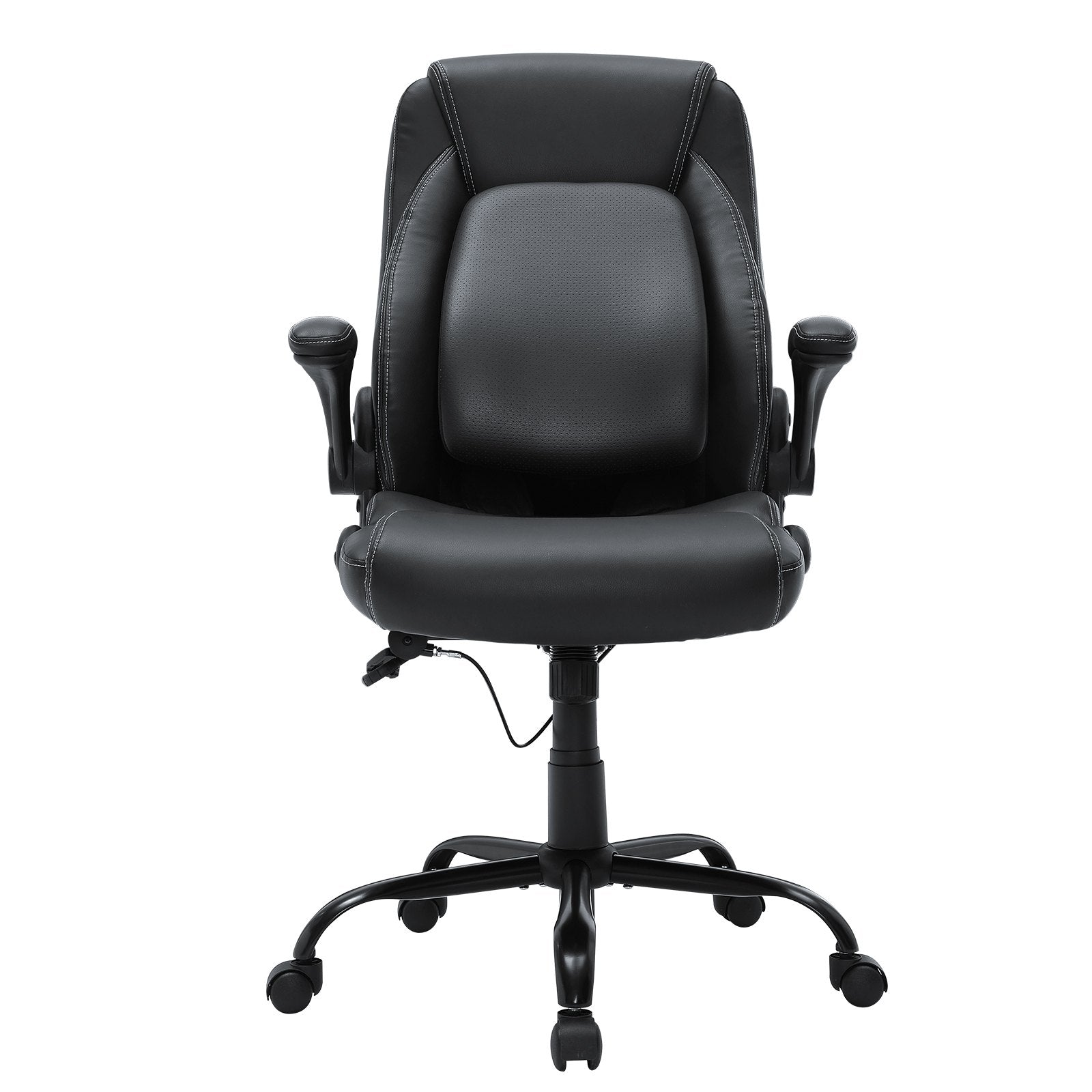 Office & Desk Chairs: VEVOR Executive Office Chair with Cutting-edge Adjustable Lumbar Support, High Back PU Leather Office Chair Ergonomic for Back Pain, with Padded Flip-up Arms