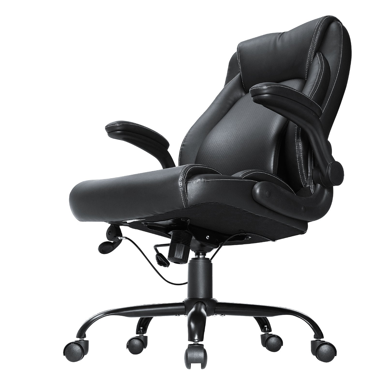 Office & Desk Chairs: VEVOR Executive Office Chair with Cutting-edge Adjustable Lumbar Support, High Back PU Leather Office Chair Ergonomic for Back Pain, with Padded Flip-up Arms