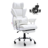Office & Desk Chairs: VEVOR Reclining Office Chair with Footrest, Heavy Duty PU Leather Wide Office Chair, Big and Tall Executive Office Chairs with Lumbar Support, Strong Metal Base Quiet Wheels, White
