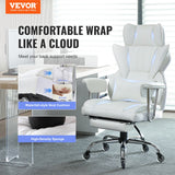 Office & Desk Chairs: VEVOR Reclining Office Chair with Footrest, Heavy Duty PU Leather Wide Office Chair, Big and Tall Executive Office Chairs with Lumbar Support, Strong Metal Base Quiet Wheels, White